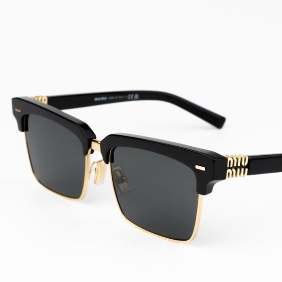 NEW Miu Miu MU10ZS 1AB5S0 Black Dark Grey Square Unisex Sunglasses 0MU 10ZS main image 12